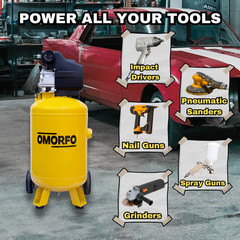 Omorfo Industrial 3HP, 30 Gallon, 9CFM Portable, Vertical Compressor