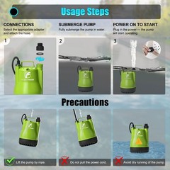 FLUENTPOWER 1/4HP Utility Pump 1900GPH Submersible Sump Pump With Manual Control