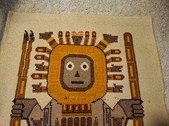 Vintage Native South American Ecuador Wool Rug Wall Hanging 44×32″