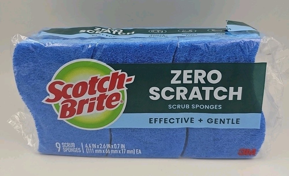 Scotch-Brite Zero Scratch 9 Count Scrub Sponges (4.4in x 2.6in x 0.7in ea)