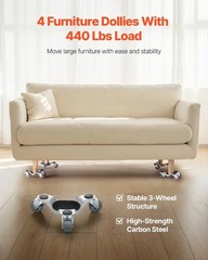 Furniture Dolly, 440 lbs Load Capacity, 3 Wheel Steel 6.3″ Tri-dolly Heavy Duty