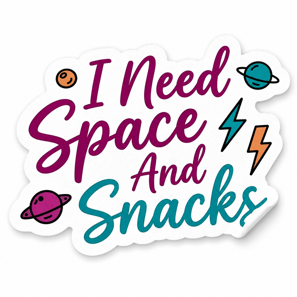 I Need Space And Snacks Sticker Funny Introvert Anxiety Vinyl Decal