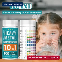 Heavy Metals Water Test Strips (100 Strips) -10in1 Home Water Testing Kit for Ir