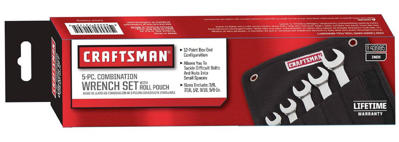 Craftsman 5pc Combination Wrench Set with Roll Pouch SAE or Metric 12 Point New