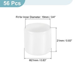 56Pcs Chair Leg Caps 19mm (3/4 Inch) Non-Slip Chair Leg Tips White