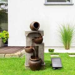 Teamson Home 28″ Cascading Bowls with Solar LED Lights Outdoor Water Fountain