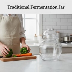 1.5L Glass Jar with Lid Fermentation Jar, Traditional Fermenting Kit Crock with