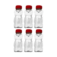 CV: 12 Ounce Clear Bears w/ Red Flip Top Lids – BPA Free, Hand Wash Only – 6pk