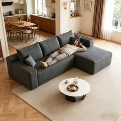 95″ Boneless Couch Right Chaise L Shape Sectional Cloud Sofa Set for Living Room