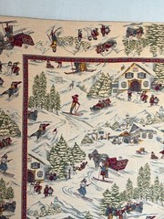 4.6ftx4.5ft French Craye Flemish ski village tapestry mural winter chalet alpin