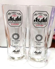 ASAHI SUPER DRY Beer Mug 555ml Set of 2 Tokyo 2020 Olympic Limited Edition