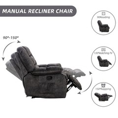 Canmov Manual Recliner Chair with Vibration Massage and Heat, Soft Fabric Chair
