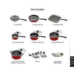 Tramontina Primaware 18 Piece Non-stick Cookware Set, Red