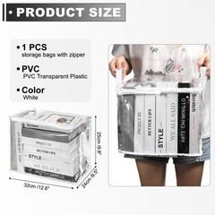 12.6×9.5×9.8in Clear Storage Bags, Plastic Storage Bags with Zipper,M, White