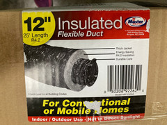 Master Flow 12in x 25 Ft Flexible Duct, R4.2 Heavy Duty Insulated, Black Jacket