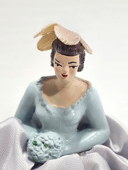 Vintage Chalkware Bride and Groom Wedding Cake Topper Figures