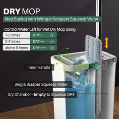Flat Mop System, Microfiber Mop and Bucket Set, White, Commercial & Household Us