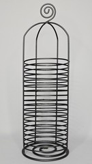 18 Disc Round Wire CD Storage Tower 18.5″ Gray Metal Rack Unique Desktop Holder
