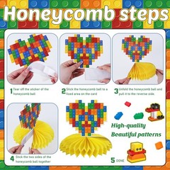 224Pcs Building Block Birthday Decorations, ALL-IN-1 Colorful Blocks Plates a…