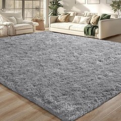 Soft and Cozy 5′ x 8′ Fluffy Area Rug – Stylish Modern Grey Decor for Any Room