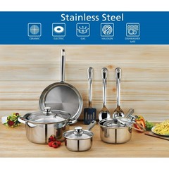 10 Piece Stainless Steel Cookware Set Pots and Pans Kitchen Set