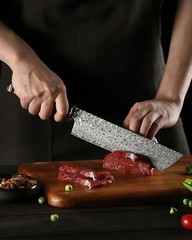 Xin Cutlery Japanese Style Nakiri Kitchen Knife 8.11″ VG10 Steel Blade Wood