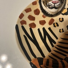 Vintage Lotus Animal Dish Tiger Decorative 3D Plate Dish 2000 Hand Wash Only