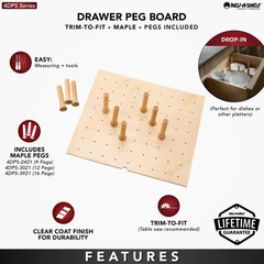 24.25 In. W X 6.63 In. H X 21.25 In. D Natural Brown Trimmable Pegboard Drawer O