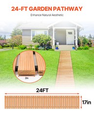 24 ft L x 17 in W Straight Wooden Garden Pathway Roll Out Garden Walkway