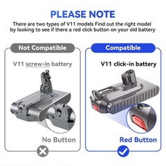 V11 Button Click in Battery For Dyson SV15 SV16 Replacement Battery
