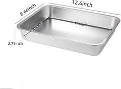 Lasagna Pan Set of 2, Deep Stainless Steel Baking Pans, 12.6Inches Rectangular M
