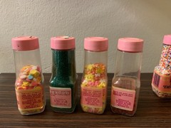Lot of Vintage 1970s Cake Mate Schilling Fancy Decors Bottles Silver Snowflake