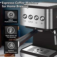 Bluebow Cm3010 Stainless Steel Espresso Machine 20 Bar With 1.5L Water Tank &