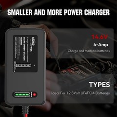 ULTRAPOWER 14.6V 4A LiFePO4 Battery Charger,Smart Lithium Battery Charger with