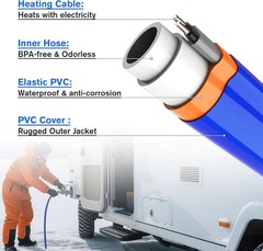 30FT 360Days Fresh Water Hose for RV, Drinking Water Safe & -45°F 2 in 1 Heated