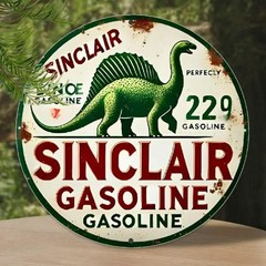 Vintage Sinclair Gasoline Metal Sign Retro 2D Flat Tin Wall Decor Garage Style