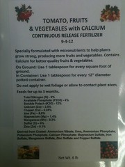 FERTILIZER TOMATO, FRUIT & VEGETABLE 9-4-12 with CALCIUM Continuous Rls 6 LB bag