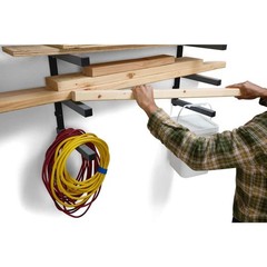 BORA 24.25 in. H x 72 in. W x 12.5 in. D Black/Gray 4-Level Garage Wall Rack