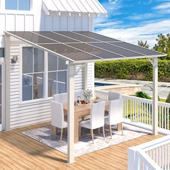Wall Mounted Hardtop Gazebo Lean to Metal Pergola Outdoor Patio Awning Shelter