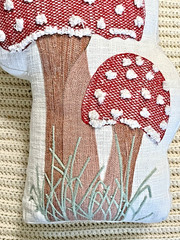 Mushroom Shaped Embroidered Throw Pillow – Fall Decor Pillow 15.5 in X 8in