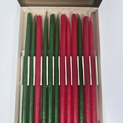 Vintage Penn Slimline Tapers Candles Red Green Set Of 12 MCM 15″ Christmas Decor