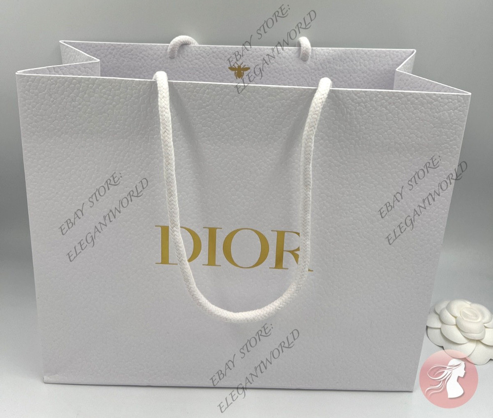 Dior Medium Classic White Textured Paper Gift Bag New MEDIUM 10.5″ x 9″ x 4.5″