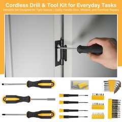 154pcs Tool Kit Household Hand Tool Set with 8V Cordless Drill Portable Toolbox