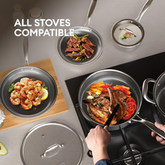 Stainless Steel Non-Stick Cookware Set, Oven Safe & Induction Ready