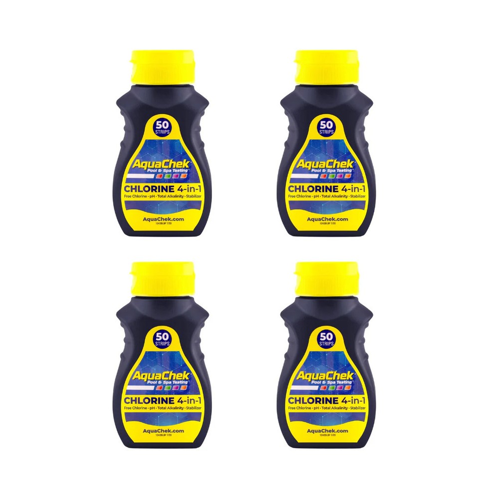 AquaChek Yellow 4-in-1 Pool & Spa Test Strips – 50 count (Pack of 4)
