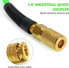 Air Compressor Hose 1/4 Inch x 25 Feet Reinforced Polyurethane (PU) Air Hose wit