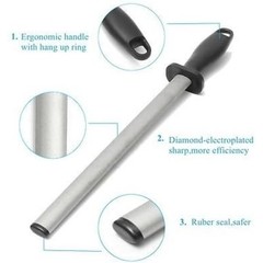 12 in. Diamond Carbon Steel Professional Knife Sharpener Rod | Kitchen, Home or
