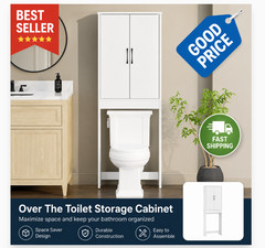 Ardent Over Toilet Storage Cabinet White Bathroom Space Saver Shelf