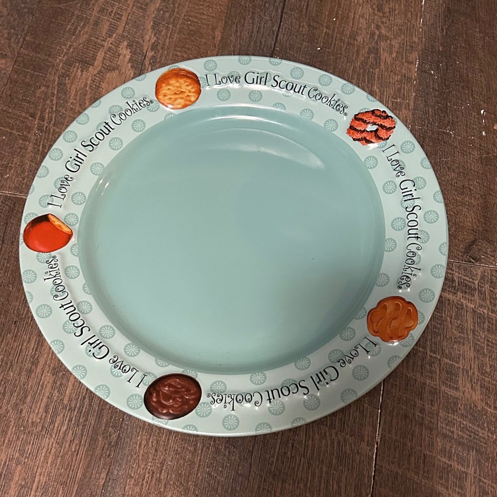 Girl Scouts I Love Girl Scout Cookies 2007 Ceramic Plate Teal Blue 10.5 Inch
