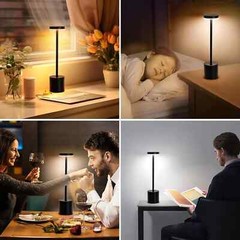 Metal Table Desk Lamp Cordless Touch Control Dimmable Night Light Rechargeable
